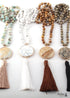 Boho Necklace, RH Amazonite Jasper, Circle Tassel Green White Natural Stone
